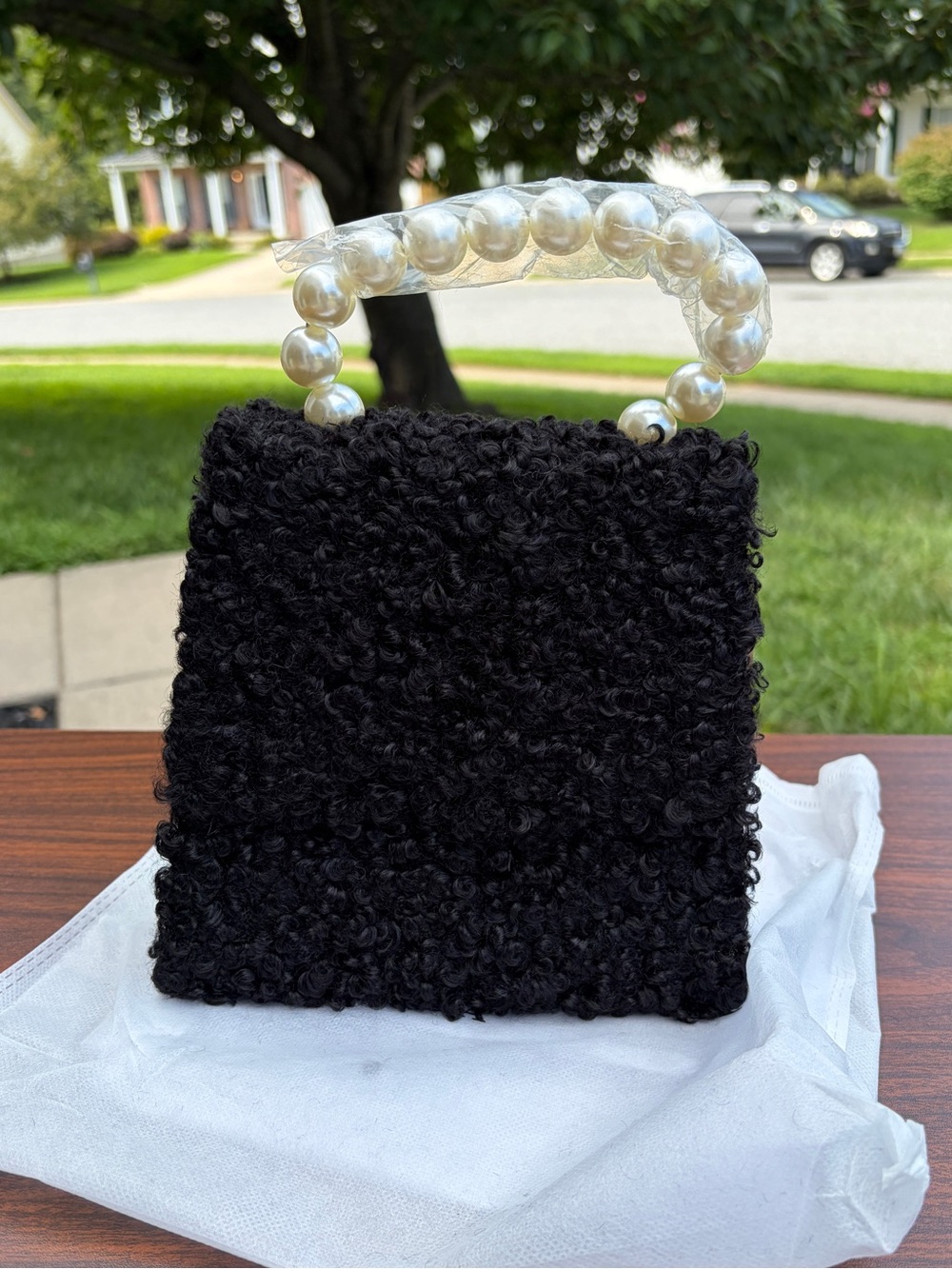 Hello 3AM Black Textured Pearl Handle Handbag – New with Tags